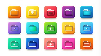 A colorful minimalist icon set featuring a desktop index file symbol, perfect for digital organization and file management representations in web and mobile applications.