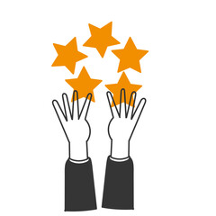 hand drawn doodle person holding five stars illustration