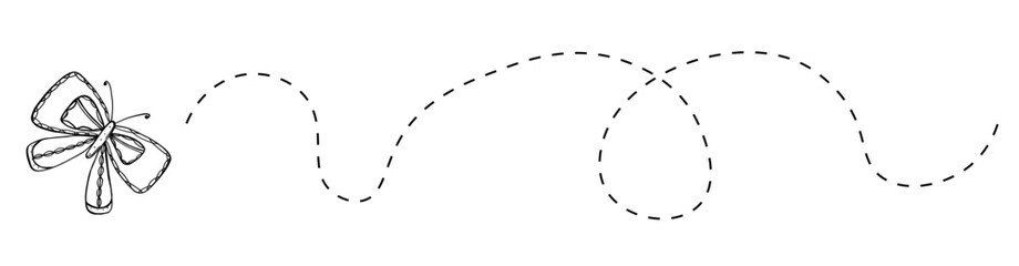 Butterfly insect trail with dotted line. Vector doodle illustration © Yulia Zelinskaya