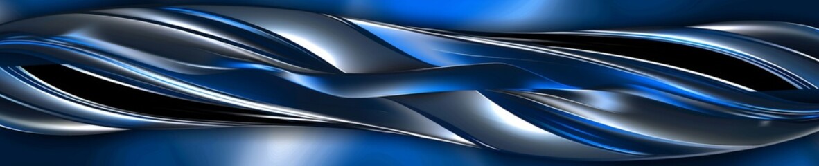 Abstract blue and silver waves with highlights and shadows.