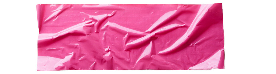 pink sticker paper wrinkled isolated on transparent background