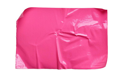 pink sticker paper wrinkled isolated on transparent background