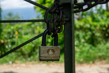 Padlock and Chain Securing Field Gate – Agricultural Security