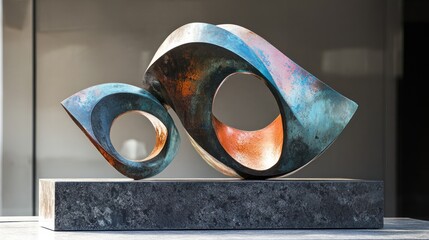 Abstract Sculpture on a Stone Base