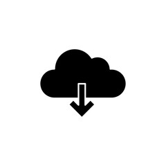 Cloud download vector icon, vector flat black trendy style illustration on white background..eps