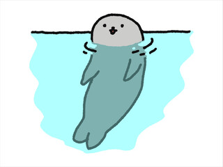 水面から顔を出しているアザラシ
