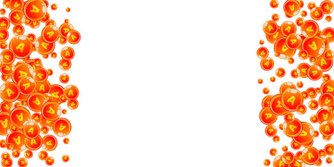 Vitamin A round capsules scattered randomly.