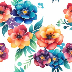 Obraz premium Floral pattern on white background