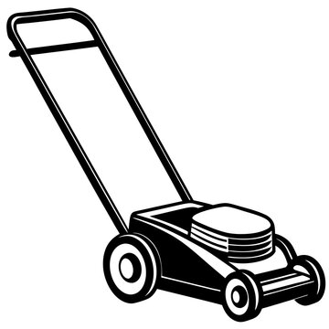 recommend clip art: Push mower silhouette vector illustration