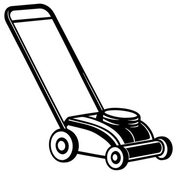 recommend clip art: Push mower silhouette vector illustration
