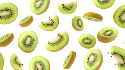 Fototapeta premium kiwi fruit pattern isolated on white background