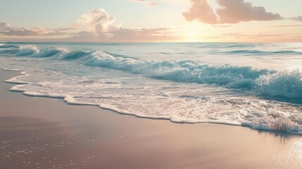 Fototapeta premium A peaceful beach with gentle waves, symbolizing serenity, tranquility, and the achievement of success