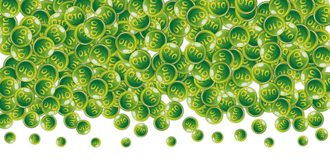 Vitamin Q10 round capsules scattered randomly.