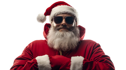 Obraz premium Santa Claus in streetwear attire, isolated on white background