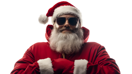 Santa Claus in streetwear attire, isolated on white background