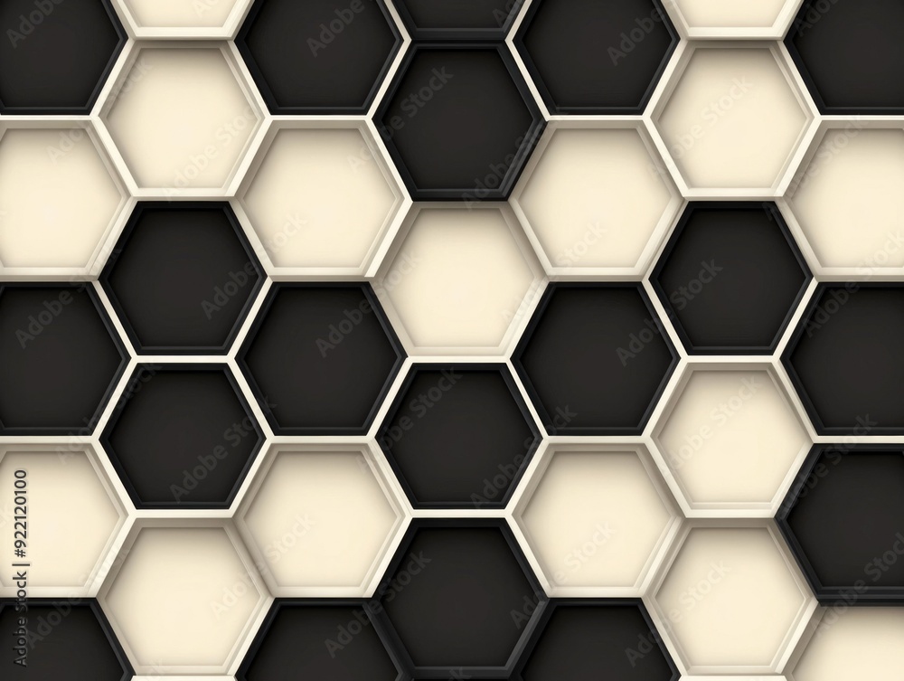 Poster seamless and repeating monochrome hexagonal pattern with a minimalist sleek and modern geometric des