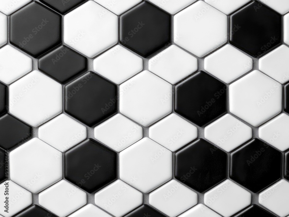 Poster minimalist abstract geometric pattern of repeating monochrome hexagons creating a sleek and modern d
