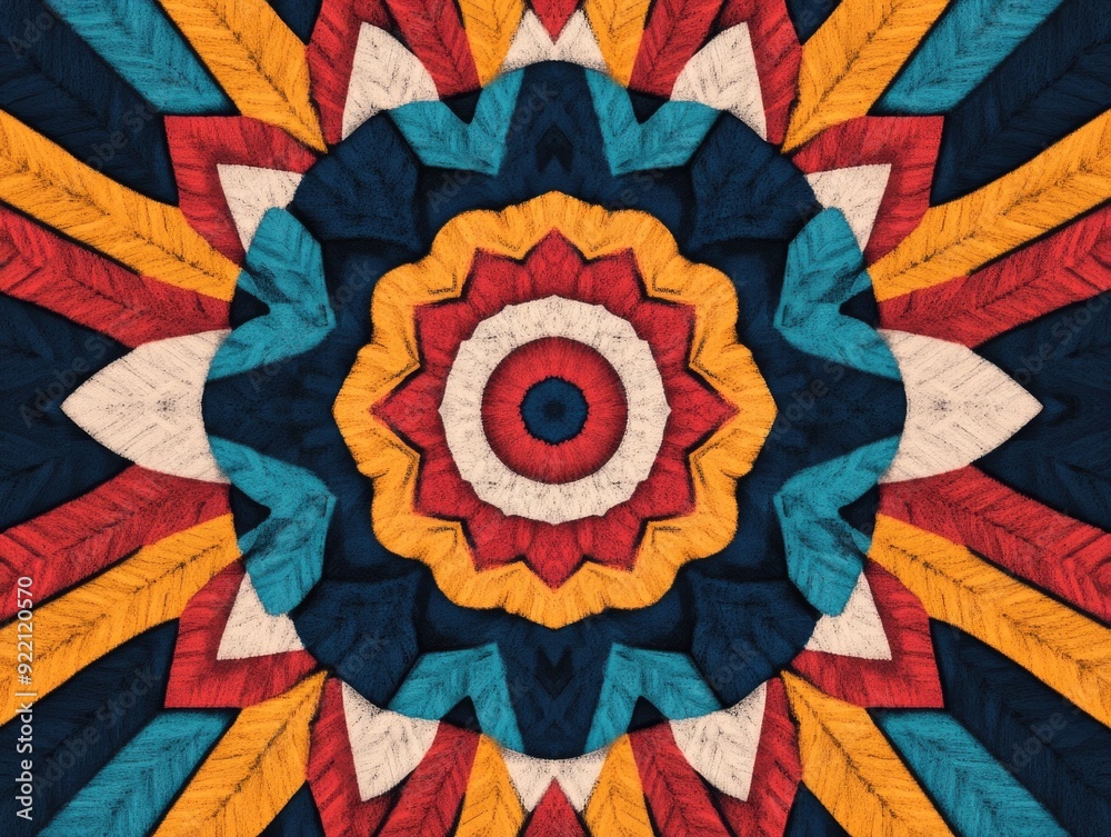 Poster mesmerizing geometric patterns with radiating lines and rhythmic vibrancy abstract digital featuring