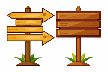 Different design wooden sign board art vector illustration