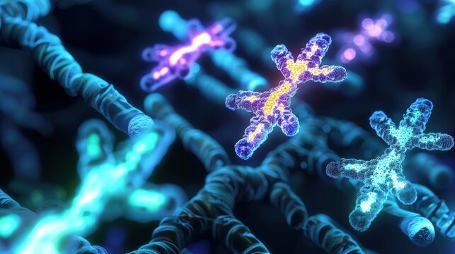Glowing Chromosomes in a 3D Render
