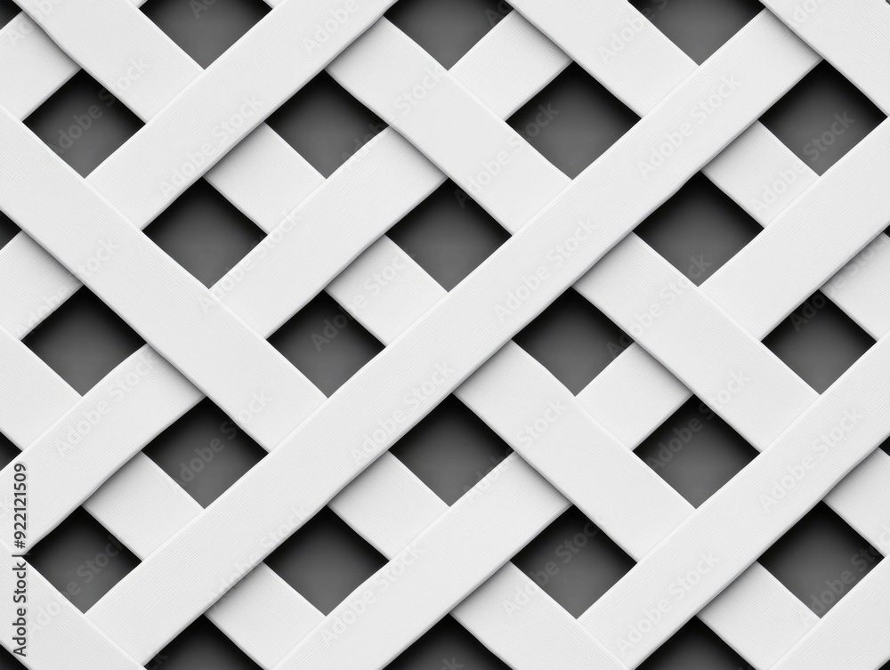 Poster intricate and continuous geometric lattice pattern with interconnected diamond shapes creating a mes