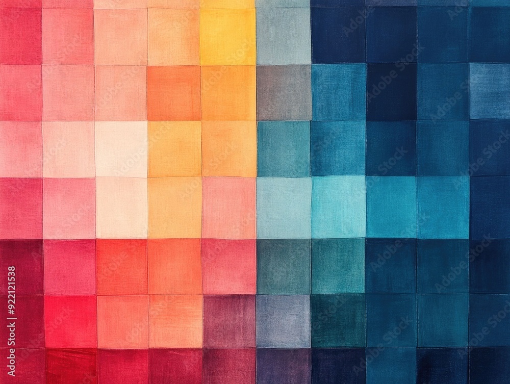 Poster minimalist and modern abstract design of a grid pattern with squares in varying shades creating a se