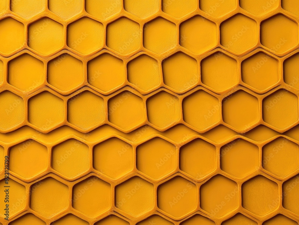 Poster Elegant and minimalist honeycomb geometry pattern design with natural structured hexagonal shapes  Abstract background with a repeating symmetrical tessellation of organic architectural forms