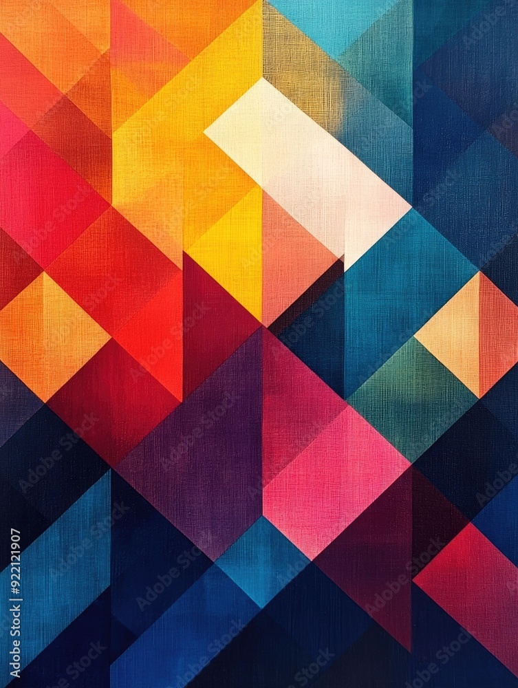 Poster intersecting lines and precise geometric patterns creating a balanced and symmetrical diamond grid d