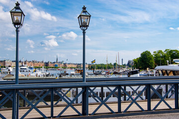 View of Stockholm from a bridge.  Towards Skeppsholmen