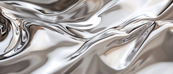 Shimmering silver with a glossy surface creating a cool and polished visual effect
