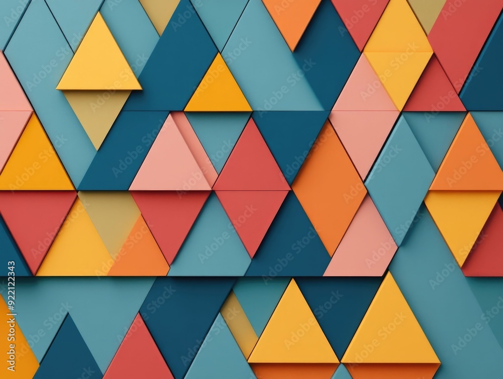 Poster striking triangular mountain inspired digital geometric pattern design with sharp structured symmetr