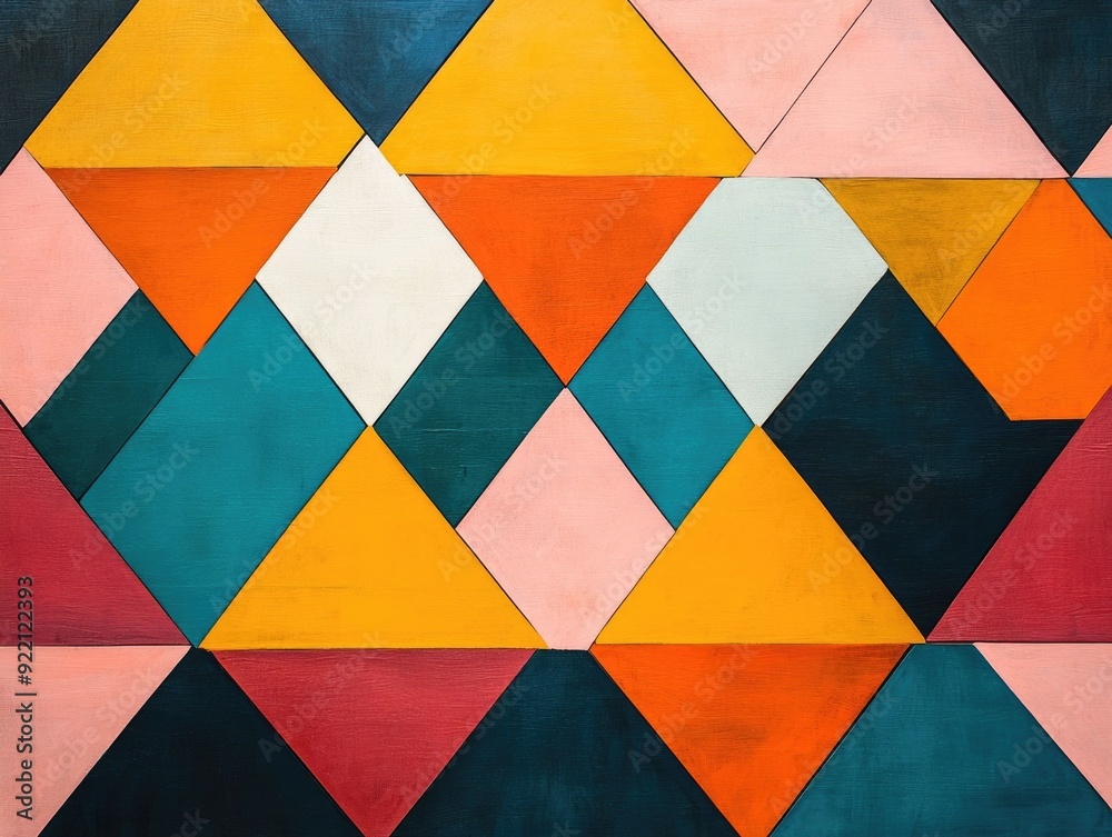 Poster striking triangular pattern design with a mountain like aesthetic created through a combination of g