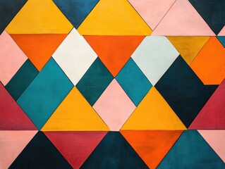 Striking triangular pattern design with a mountain like aesthetic created through a combination of geometric shapes and structures  The image features sharp angular lines and a minimalist