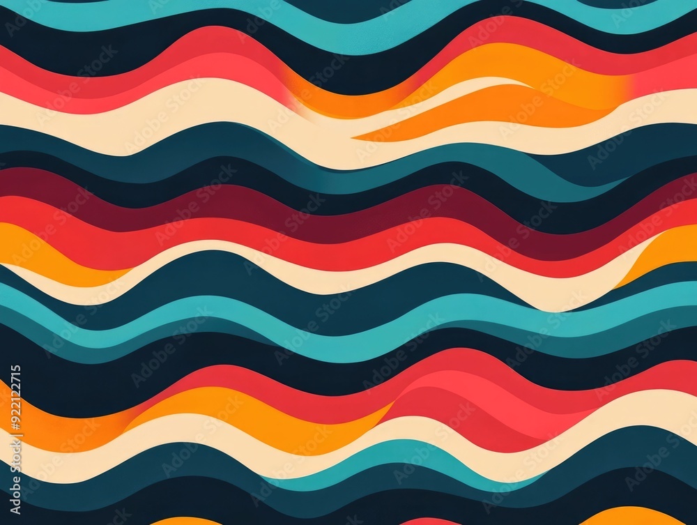 Poster harmonious and visually captivating geometric wave pattern featuring smooth flowing lines that creat