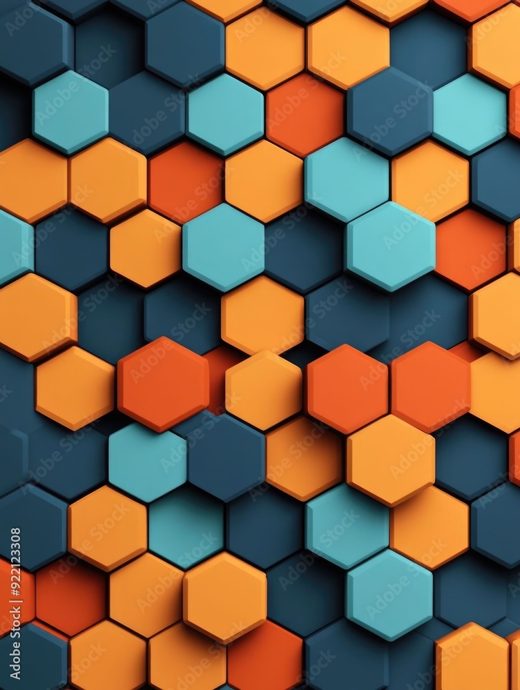 Poster captivating abstract background featuring a visually striking hexagon grid pattern with bold vibrant