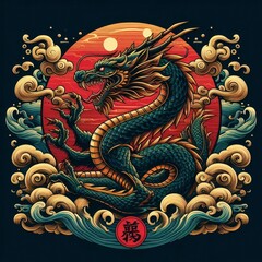 Obraz premium Dragon illustration,Dragon poster,Dragon banner,Dragon logo 