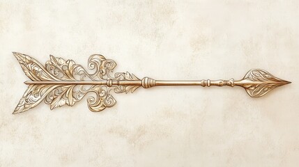 A delicate, filigree arrow with intricate patterns and a soft color palette. The design includes detailed line work and a refined appearance, adding a touch of elegance to your project.