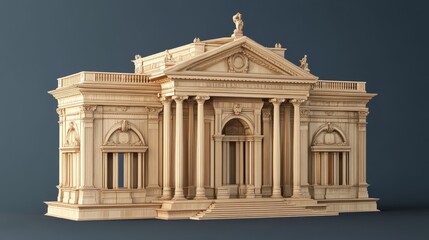 Obraz premium A detailed 3D model of a historical landmark, featuring accurate architectural details and realistic textures. 