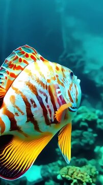 Fish swim in the Red Sea, colorful fish, Eilat Israel