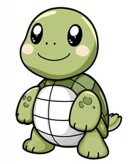Fototapeta premium Cute Cartoon Turtle with Big Eyes