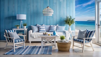 Obraz premium Coastal Connoisseur: Relaxed, Coastal, Salty, Blue, White