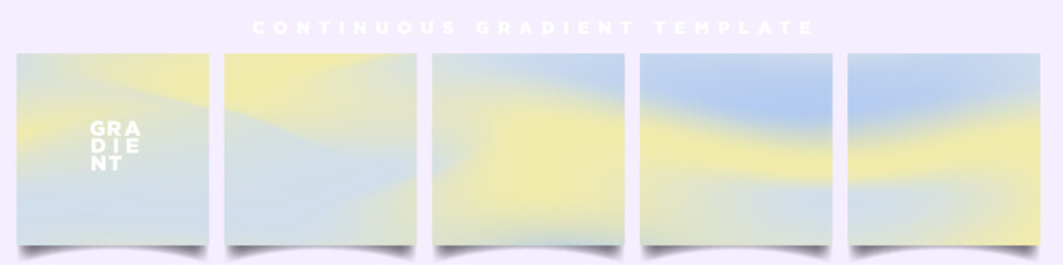 Obraz premium Pastel Blue and Yellow Gradient Carousel Ad Template. Continuous Square Card Vector Template. Five gradient backdrops. Perfect for designs, feeds, social media, web, banners. Vector Illustration.