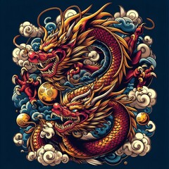 Obraz premium Dragon illustration,Dragon poster,Dragon banner,Dragon logo 
