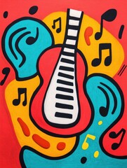 Obraz premium Vibrant and Playful Music Themed Doodle Art Featuring Expressive Instruments Rhythmic Musical Notes and Harmonious Patterns A Whimsical and Imaginative Evoking the Joy and Creativity of Music
