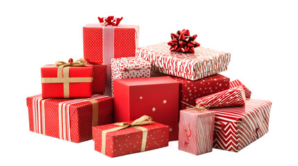 Obraz premium Pile of Christmas gift boxes, isolated on white background