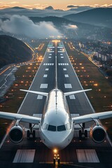 The plane is approaching for landing. Runway. Landing. Airplane landing