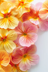 Fototapeta premium Pastel Petals: A symphony of pink and yellow primroses bloom gracefully, their delicate petals forming a vibrant floral arrangement. 