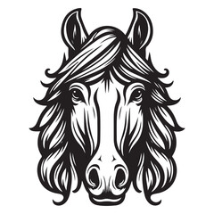 Fototapeta premium Line art of horse face front view vector