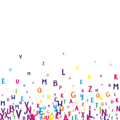 Scattered letters of latin alphabet. Colorful