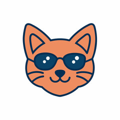 A cat's head wearing sunglasses art vector illustration